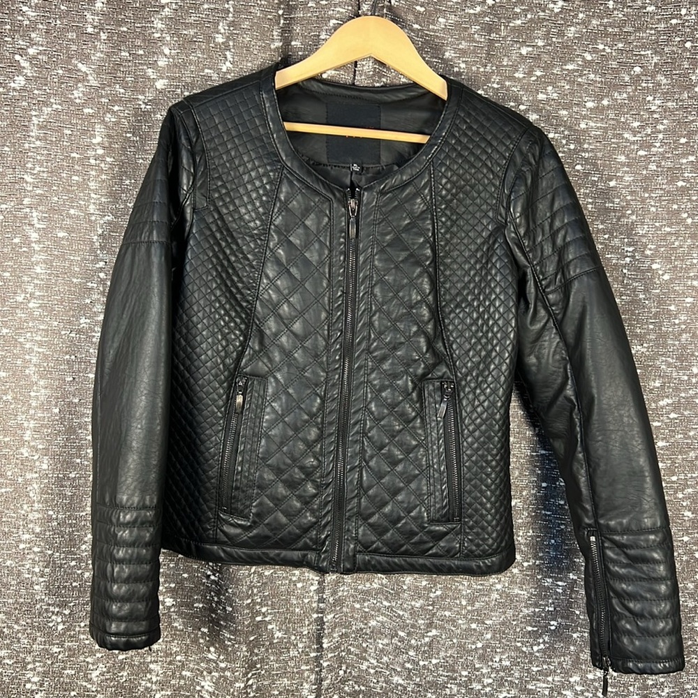 Therapy Faux Leather Moto Full Zip Jacket